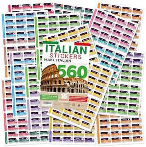 BRISTON 560 Italian/English Vocabulary Word Sticker Labels – Educational Language Learning Resource for Memory & Sight Fun Around The House Game Play - Kids, Grade School, Classroom or Homeschool