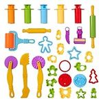 THE TWIDDLERS - 30 Playdough Clay Tools Cutters Kit & Moulds for Kids, Plastic Modelling Accessories Set - Perfect Indoor Activity