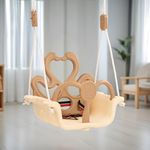 Baybee Baby Swing Chair for Kids, Adjustable Baby Swing Toy with Backrest & Rope | Jhula for Kids | Baby Hanging Jhula Swing Chair for Kids Indoor Outdoor 1 to 3 Years Boy Girl (Brown)