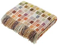 Bronte Ribbon Multi Beige 100% Pure Soft Merino Lambswool Blanket Throw Wool