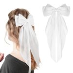 WLLHYF Big Bow Hair Clips Satin Silky Bow Barrettes Long Tail French Hair Bows Metal Hair Pins Bowknot Hair Clamps Hair Accessories for Women Girls Wedding Birthday Party (White)