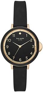 Kate Spade New York Women's Park Row Stainless Steel and Silicone Quartz Watch, Gold, Black, One Size, Park Row Silicone - KSW1352