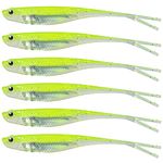 Dr.Fish Soft Plastic Baits Bass Fishing Lures Fork Tail Soft Jerkbait Drop Shot Bait Jerk Shad Minnow Swimbait Crappie Lures for Trout Pike Walleye Chartreuse 3''