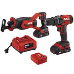 SKIL 2-Tool Combo Kit: 20V Drill Driver and Reciprocating Saw, Includes Two 2.0Ah Lithium Batteries, PWRAssist USB Charging Adapter and One Charger - CB739401