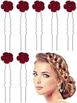 24 Pieces Red Rose Bridal Hair Pins