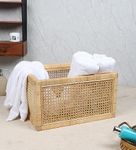 Akway Rattan cane webbing Storage basket | Wicker basket for storage organizer | Kauna Grass storage basket For Home | Kitchn Living Room - (Medium, Beige)