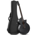 Carbon Fiber Acoustic Electric Guitar - X3 Pro Electric Guitar with Pickup Black 4/4 Full Size Travel Guitar Set for Kids Adults Beginner Birthday Party