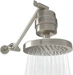 SparkPod 6" High Pressure Rain Shower Head with 23 Stage Filter Capsule & 11 Inch Adjustable Shower Arm Extension - Shower Filter Reduces Chlorine for Smoother Hair & Skin (Round, Brushed Nickel)