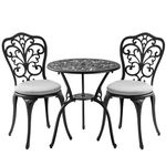 Withniture Outdoor Bistro Table and Chairs Set of 2 with Cushions, 3 Piece Patio Bistro Set with Umbrella Holes, All Weather Bistro Table Set for Garden Porch Pools, AGM004