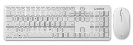 Microsoft Wireless Bluetooth Desktop Keyboard and Mouse Combo, Slim Portable Design, French Layout | White