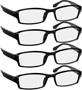 Reading Glasses 4.5 | 4 Pack Black | Readers for Men & Women Spring Arms & Dura-Tight Screws | Always Have a Stylish Look and Crystal Clear Vision When You Need It