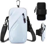 Phone Holder Arm Bands, Small Crossbody Shoulder Holsters Bag with Arm Band, Fits iPhone and All Cell Phones, Use for Running, Walking, Hiking & Biking (Plus Size Light Blue)