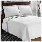 Superior Diamond Solitaire Jacquard Matelassé Cotton Bedspread with Matching Shams, Queen, White