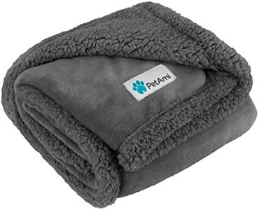 PetAmi Dog Blanket, Sherpa Dog Blanket | Plush, Reversible, Warm Pet Blanket for Dog Bed, Couch, Sofa, Car (Grey/Grey Sherpa, 60x40 Inches)