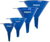 Terbold 4pc Funnel Nesting Set in BPA Free Plastic for Kitchen Cooking, Car Oil, Home, or Lab Use (Blue)