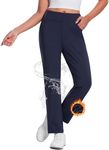 BALEAF Women's Fleece Lined Pants Waterproof Winter Travel Pants Thermal Cold Weather Gear Pockets Stretch Work Golf Casual Navy S