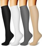 CHARMKING Compression Socks for Women and Men Circulation (4 Pairs)15-20 mmHg is Best Support for Athletic Running Cycling (L/XL,Multi 01)