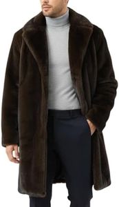 Yimoon Men's Faux Fur Coat Winter Long Faux Mink Thick Trench Coat Business Lapel Overcoat Fluffy Jacket for Men(Coffe-XXL)