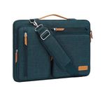 MOSISO 360 Protective Laptop Shoulder Bag,15-15.6 inch Computer Bag Compatible with MacBook Pro 16, HP, Dell, Lenovo, Asus Notebook,Side Open Messenger Bag with 4 Zipper Pockets&Handle, Teal Green