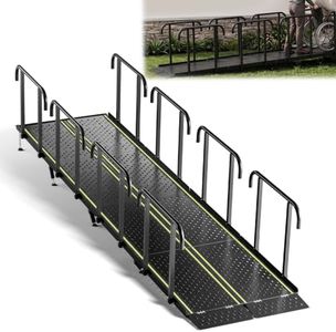 RDCMKL Wheelchair Ramp with Handrails, 12-36" Rise, Non-Slip, Carbon Steel