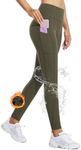 BALEAF Fleece Lined Leggings Women Waterproof Thermal Winter Hiking Pants Warm Tights Skiing Running Yoga Travel Gear Green 2XL