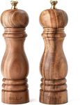 Bill.F Salt and Pepper Grinder Set, Wood Pepper Mill Set of 2 Manual Salt Pepper Shakers Grinder Refillable 7 Inch with Adjustable Ceramic Grinding Rotor