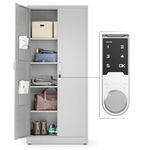 METALTIGER Metal Storage Cabinet with Digital Lock | Garage Storage Cabinet with Doors and 4 Adjustable Shelves | 71" Lockable Office Cabinet | Heavy-Duty Utility Metal File Cabinets (Light Gray)