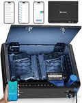 BILLCONCH Smart Gun Safe - Biometric Gun Safe for Pistols with Fingerprint/Full-Digital Keypad/Key/Smartphone Lock, Quick-Access Pistol Safe for Beside Nightstand Handgun Safe with LCD/Voice Guide