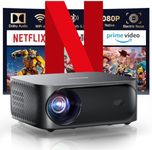 【Netflix official & Dolby Audio】Smart projector, 25000 lumen iSinbox WiFi6 Bluetooth portable projector, FHD 1080P projector with electric focus&4P keystone correction, 100%-50% zoom outdoor projector