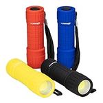 Dorcy Bright Rubberized Led Flashlight 4-Pack, 100 Lumens, Assorted Colors for Home, Car, Work, Camping