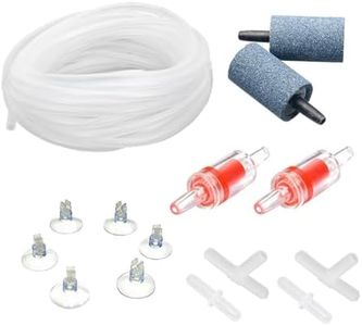 Standard Aquarium Air Pump Accessories Set,Aquarium Air Pump Accessories Kit with Standard Tubing, Air Stones, Check Valves, Suction Cups and Connection Tee