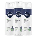 NIVEA FOR MEN Sensitive, Shaving Gel 7 oz (Pack of 3)