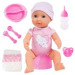 Bayer - My Piccolina Interactive New Born Baby Doll - Sleeping Eyes, Hard Body, Drink and Wet with Accessories - Soft Pink - 15” Doll - Age 3+ - 94071AA