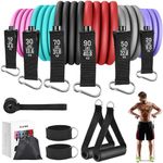 Zacro Resistance Bands for Exercise [Set of 6] 270lbs Fitness Workout Bands with Handles, Door Anchor, Leg Ankle Straps, Storage Bag, Training Poster