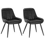 WOLTU Set of 2 Dining Chairs, Relaxing Chairs Faux leather, Chairs for Bedroom, Living Room, Dining Room and Kitchen, Ergonomic Chairs with Backrest, Black, BH332sz-2