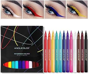 Anglicolor Eyeliner,Liquid Eyeliner Set,Waterproof Eyeliner,Highly Pigmented Smudge-proof Coloured Eyeliner, 6 Colours Long Lasting Eye liner,Eye make-up,Vegan (12 color set)