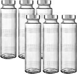 Piramal Glass Water Bottle 750 ml | Leak Proof Cap | Food Grade Transparent Glass Bottle For Fridge, Milk, Smoothie and Juice | Travel Water Bottle | Set Of 6