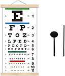 NOYOC Eye Charts for Eye Exams 20 Feet, Snellen Eye Chart with Wooden Frame for Wall Decor, 22x11 Inches Canvas Low Vision Eye Chart with Eye Occluder and Hand Pointer for Kids Gifts