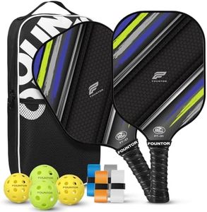 Fountor Pickleball Paddles Set of 2 - USAPA Approved, Carbon Fiber Pickleball Set with 4 Balls,1 Pickleball Bag, Lightweight Graphite Pickle Ball Rackets 2 Pack for Men and Women