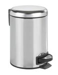 WENKO Pedal bin Leman of Stainless Steel 3l Shiny, Stainless-Steel, Silver, 17 x 22.5 x 25 cm