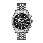 Michael Kors Lexington Chronograph Stainless Steel Watch, Silver/Black Dial, Analog Watch,Chronograph,Quartz Movement