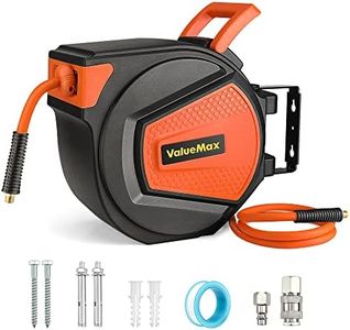 ValueMax Carrete de Manguera Neumática 15m, Carrete de Manguera de Aire Comprimido Automático, con Conexión Automática y Soporte para Pared, Conector BSP de 1/4", Rotación de 180°, Máx. 300 PSI/20 Bar