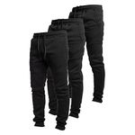 Ultra Performance 3 Pack Fleece Active Tech Joggers for Men, Mens Sweatpants with Zipper Pockets, Black / Black / Black, Large