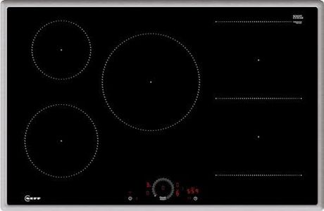 NEFF T58SHW1L0 Induktionskochfeld N70, autarkes Glaskeramik-Kochfeld 80 cm breit, Twist Touch, Combi Induction, Home Connect, Smart Hood Automatic, aufliegend, Schwarz