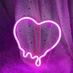 DWOOKE Neon Signs,Neon Heart Light Pink Neon Sign,Battery/USB Powered Neon Light Sign Melting Heart Neon Light Up,Wall Lights for Home,Valentine's Day,Christmas,Party