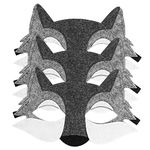 NUOBESTY Wolf Animals 3PCS Felt Half Face Wolf Masks Animals Masks Dress Up Costume for Kids Party Favors (Grey)