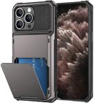 for iPhone 11 Pro Case with Card Holder[Store 5 Cards] Wallet Case with Hidden Card Slot, Heavy Dual Layer Shockproof Protective Phone Cover Case for Apple iPhone 11 Pro,Grey
