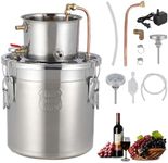 GarveeHome Alcohol Distiller - Spirits Kit w/Circulating Pump, Copper Tube & Dual Display Thermometer, Home Brew Wine Making Kit Oil Boiler Stainless Steel for Diy Whisky Wine Brandy,13Gal