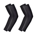 Qiuyan 2 Pairs Arm Sleeves for Men and Women Sleeves Sun Protection Tattoo Cover Up Sleeve Cooling Compression Sports Sleeves for Volleyball Basketball Golf Marathon Cycling Hiking Gardening (Black)