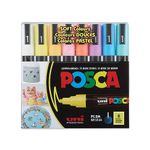 Uni-Ball Posca 3M 0.9-1.3 mm Bullet Shaped Soft Colour Markers | Multicolour Ink | Pack Of 8